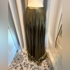 Catherine Malandrino Metallic Gold Maxi Skirt